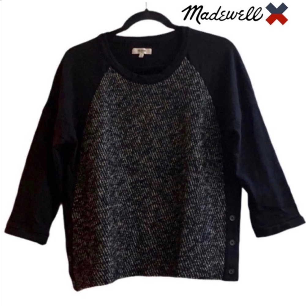 Madewell Black and White Tweed Sweater